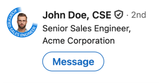 NAASE Certified Sales Engineer (CSE) unique circular frame overlaying a profile picture, used to signify certification on LinkedIn profiles